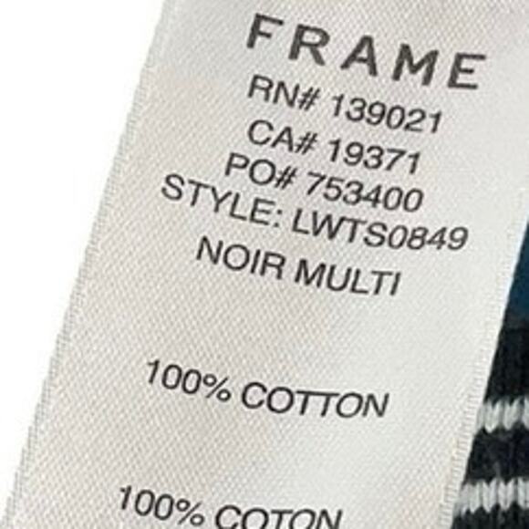 FRAME 3/4 sleeve black/white striped round neck long sleeve top - Medium - Picture 3 of 7